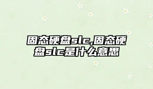 固態硬盤slc,固態硬盤slc是什么意思