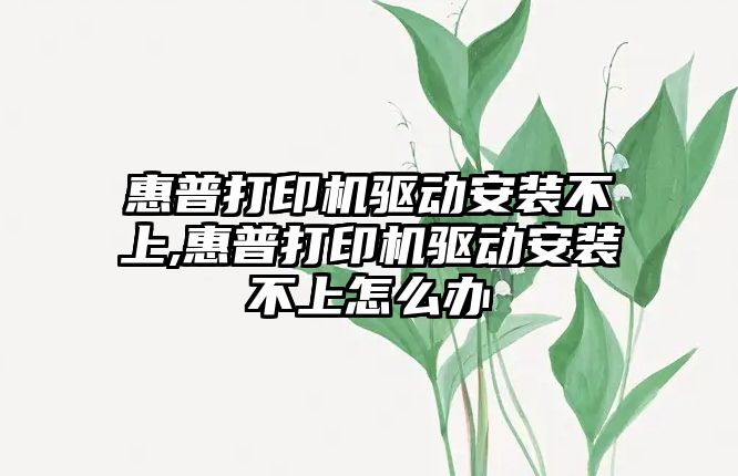 惠普打印機驅(qū)動安裝不上,惠普打印機驅(qū)動安裝不上怎么辦