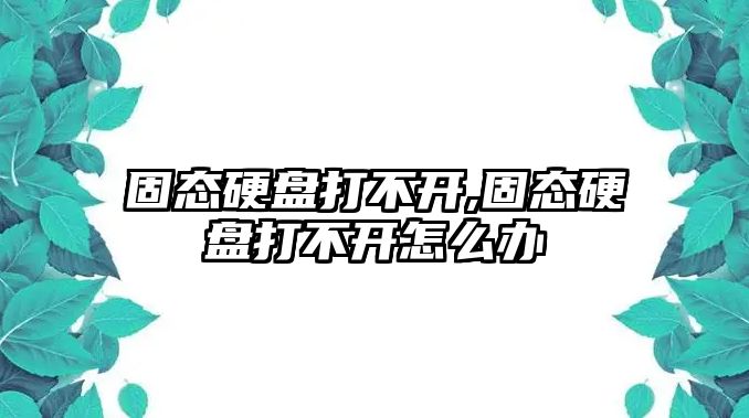 固態硬盤打不開,固態硬盤打不開怎么辦