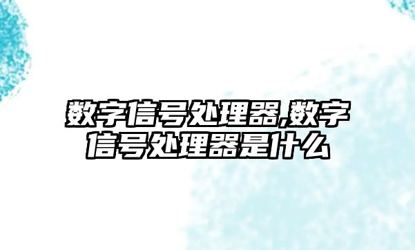 數字信號處理器,數字信號處理器是什么