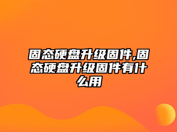 固態硬盤升級固件,固態硬盤升級固件有什么用