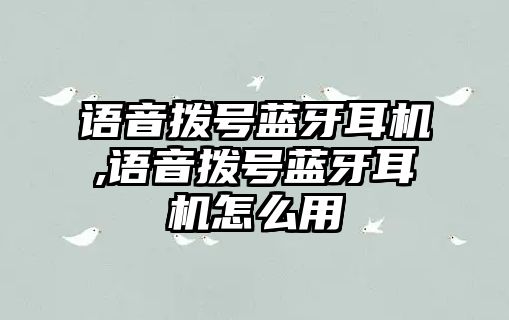 語音撥號藍牙耳機,語音撥號藍牙耳機怎么用